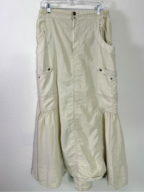Free People Grunge 90s Cargo Rough Riding Maxi Skirt Birch Neutral Large Bella - Picture 9 of 13